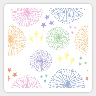 Rainbow stars and fireworks on white Sticker